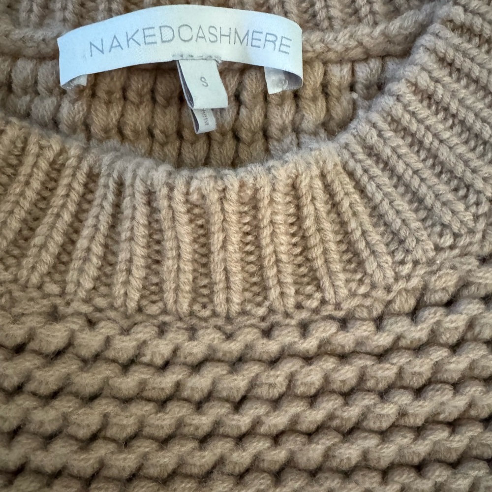 Naked Cashmere 100% Cashmere Knit Sweater Small Luxe Neutral Chunky Soft - Picture 2 of 4